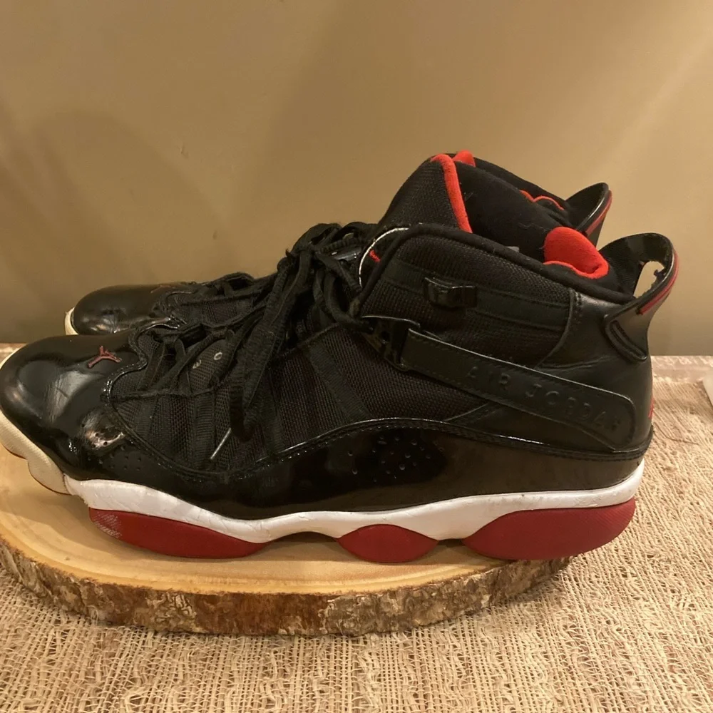 Nike‎ Jordan 6 Rings Black Varsity Red Size 12 rare 322992-062 Basketball Shoe